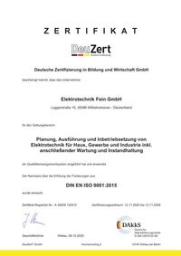 Zertifikat DIN EN ISO 9001:2015