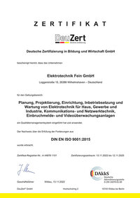 Zertifikat DIN EN ISO 9001:2015